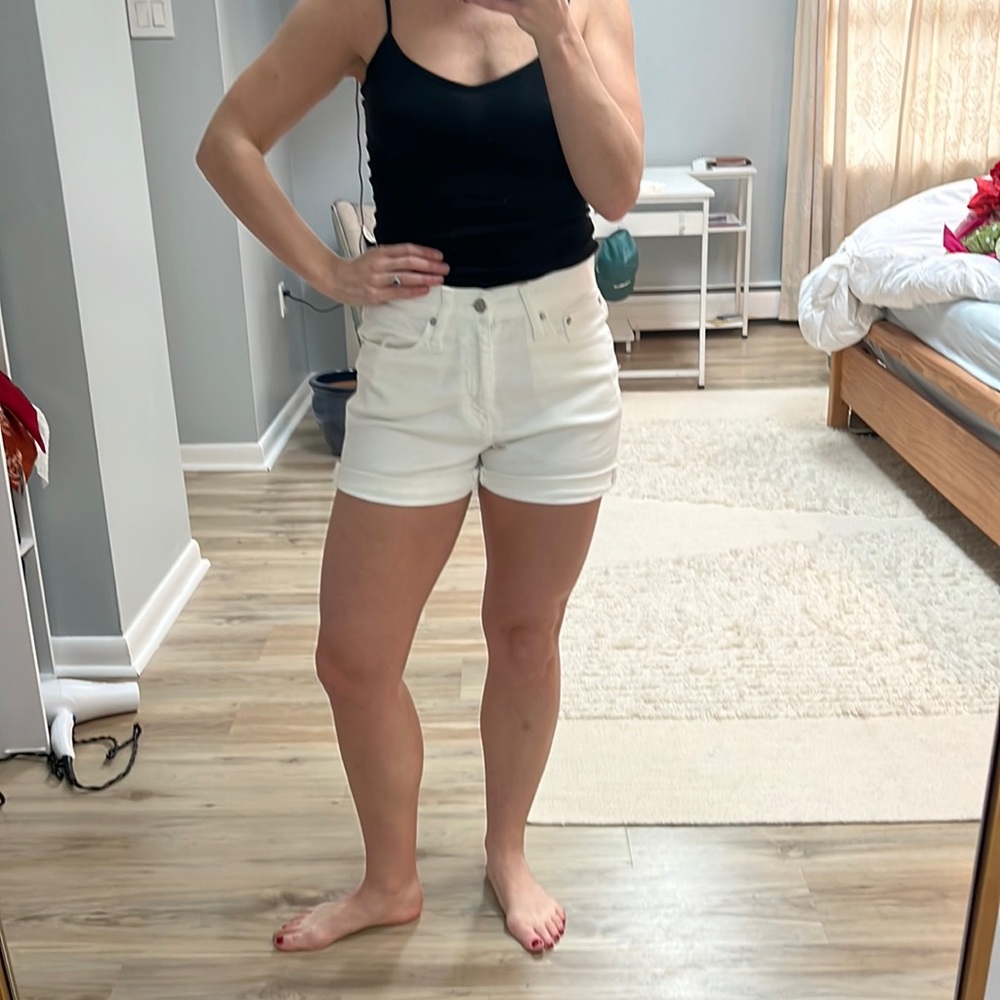 White jean shorts